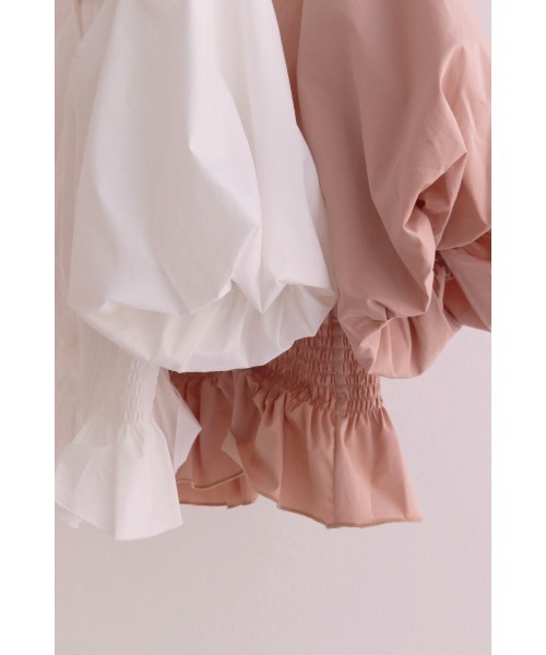 muguet（ミュゲ）の「back ribbon balloon blouse（シャツ/ブラウス・レディース・ピンク/ホワイト・FREE）」の4枚目の写真