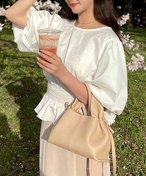 muguet（ミュゲ）の「back ribbon balloon blouse（シャツ/ブラウス・レディース・ピンク/ホワイト・FREE）」の19枚目の写真