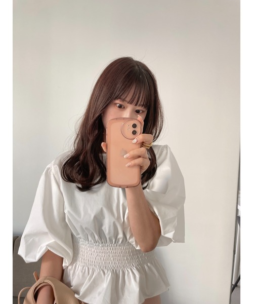 muguet（ミュゲ）の「back ribbon balloon blouse（シャツ/ブラウス・レディース・ピンク/ホワイト・FREE）」の20枚目の写真