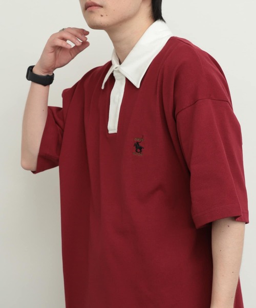 SENSE OF PLACE by URBAN RESEARCH（センスオブプレイスバイアーバンリサーチ）の「『ユニセックス』『別注』GREENWICH POLO CLUB×SOP　ラガー（ポロシャツ・メンズ・バーガンディー/グリーン/ネイビー・MEDIUM/LARGE）」の4枚目の写真