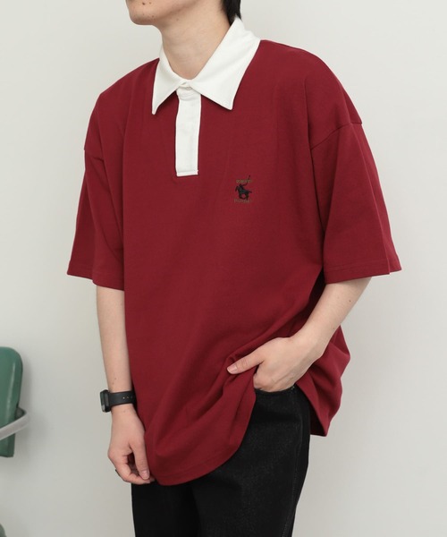 SENSE OF PLACE by URBAN RESEARCH（センスオブプレイスバイアーバンリサーチ）の「『ユニセックス』『別注』GREENWICH POLO CLUB×SOP　ラガー（ポロシャツ・メンズ・バーガンディー/グリーン/ネイビー・MEDIUM/LARGE）」の6枚目の写真