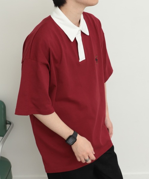 SENSE OF PLACE by URBAN RESEARCH（センスオブプレイスバイアーバンリサーチ）の「『ユニセックス』『別注』GREENWICH POLO CLUB×SOP　ラガー（ポロシャツ・メンズ・バーガンディー/グリーン/ネイビー・MEDIUM/LARGE）」の7枚目の写真
