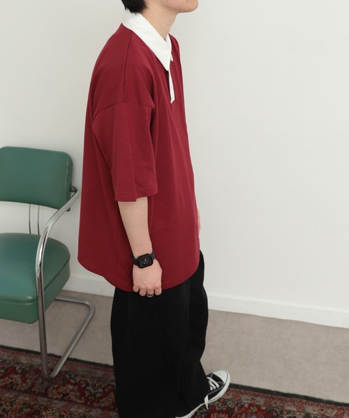 SENSE OF PLACE by URBAN RESEARCH（センスオブプレイスバイアーバンリサーチ）の「『ユニセックス』『別注』GREENWICH POLO CLUB×SOP　ラガー（ポロシャツ・メンズ・バーガンディー/グリーン/ネイビー・MEDIUM/LARGE）」の9枚目の写真