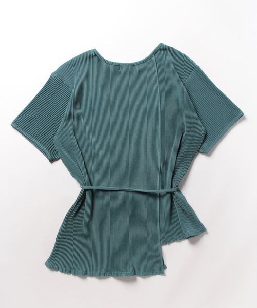 AZUL by moussy(アズールバイマウジー)の「PLEATS DESIGN TOPS/プリーツデザイントップス(Tシャツ/カットソー・レディース・ライトブルー/ベージュ/ブラック・MEDIUM/SMALL)」の4枚目の写真