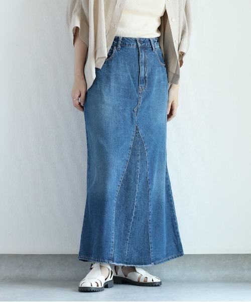 週末セール！デニムリメイク☆ビッくフレアパンツxフリルスカート☆セットアップ☆ デニムリメイク☆ビックフレアパンツxプリーツ巻きスカート