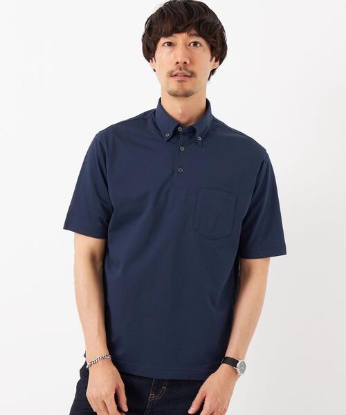 【未使用】グリーンレーベル/ シアサッカーポロシャツ/Ｓサイズ/グレー&ネイビー 25SS｜WAAC X JONES】MEN シアサッカーショートスリーブプル