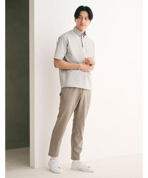 green label relaxing（グリーンレーベルリラクシング）の「サッカーストライプ ボタンダウンカラー ポロシャツ -吸水速乾-（ポロシャツ・メンズ・ライトブルー/ライトグレー/ネイビー・S/L/XL/M/XXL）」の6枚目の写真