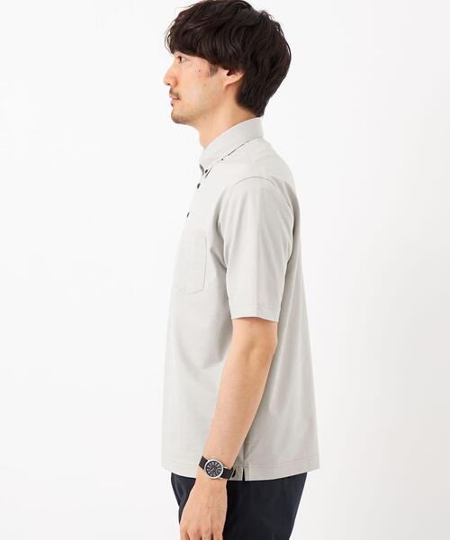 green label relaxing（グリーンレーベルリラクシング）の「サッカーストライプ ボタンダウンカラー ポロシャツ -吸水速乾-（ポロシャツ・メンズ・ライトブルー/ライトグレー/ネイビー・S/L/XL/M/XXL）」の11枚目の写真