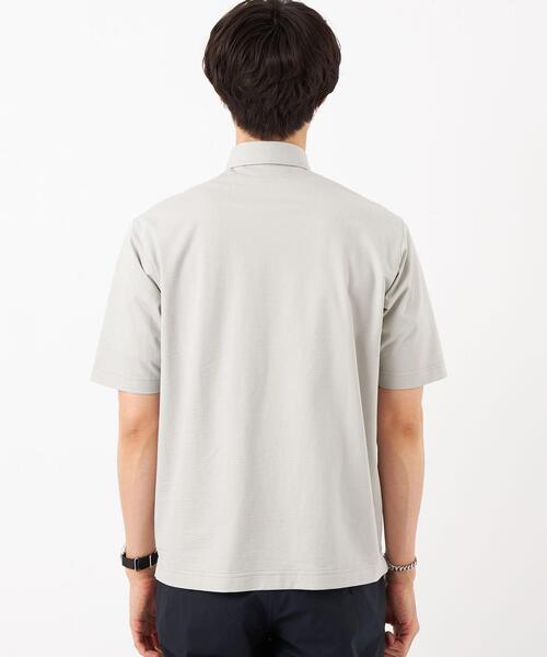 green label relaxing（グリーンレーベルリラクシング）の「サッカーストライプ ボタンダウンカラー ポロシャツ -吸水速乾-（ポロシャツ・メンズ・ライトブルー/ライトグレー/ネイビー・S/L/XL/M/XXL）」の4枚目の写真