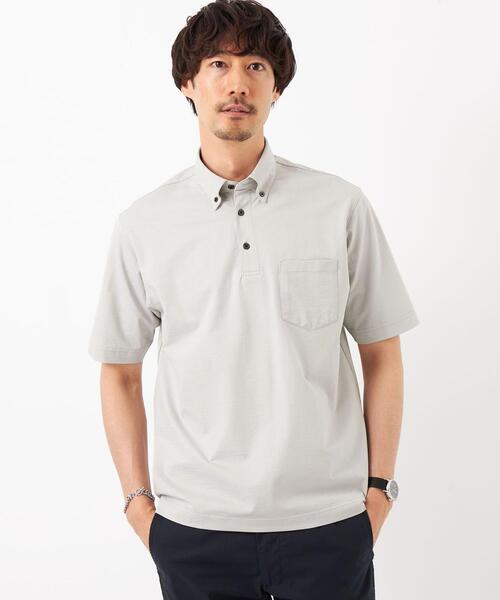 green label relaxing（グリーンレーベルリラクシング）の「サッカーストライプ ボタンダウンカラー ポロシャツ -吸水速乾-（ポロシャツ・メンズ・ライトブルー/ライトグレー/ネイビー・S/L/XL/M/XXL）」の13枚目の写真