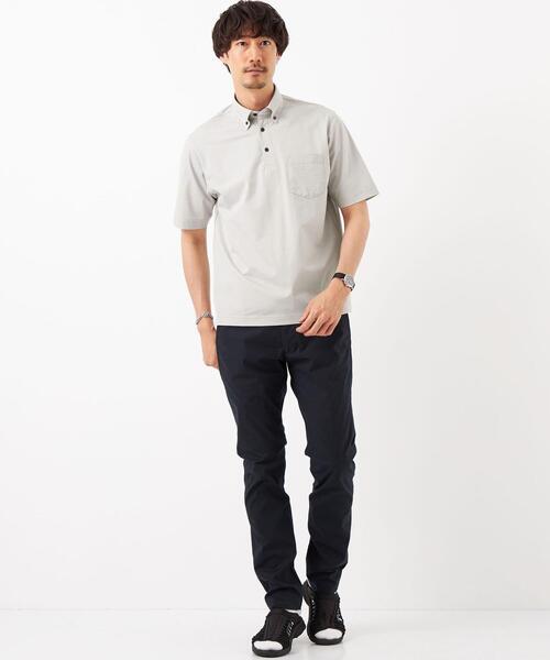 green label relaxing（グリーンレーベルリラクシング）の「サッカーストライプ ボタンダウンカラー ポロシャツ -吸水速乾-（ポロシャツ・メンズ・ライトブルー/ライトグレー/ネイビー・S/L/XL/M/XXL）」の17枚目の写真