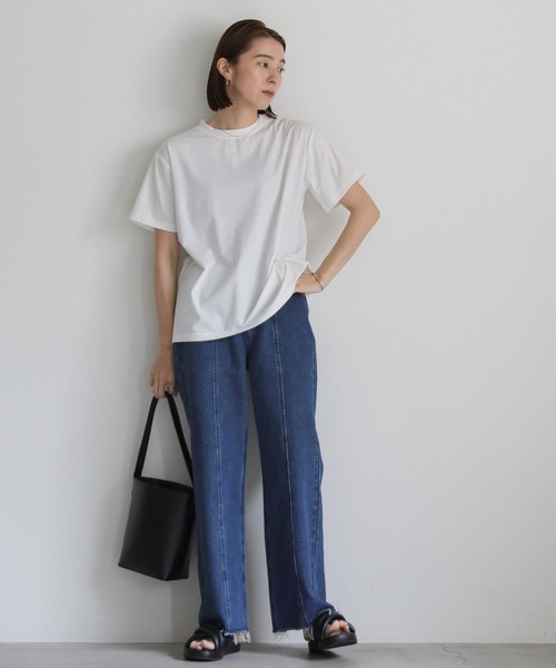 select MOCA（セレクトモカ）の「ハイウエストワイドストレートデニムパンツ（デニムパンツ・レディース・インディゴブルー/ダークインディゴブルー・SMALL/MEDIUM）」の4枚目の写真