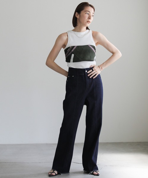 select MOCA（セレクトモカ）の「ハイウエストワイドストレートデニムパンツ（デニムパンツ・レディース・インディゴブルー/ダークインディゴブルー・SMALL/MEDIUM）」の7枚目の写真