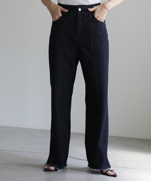 select MOCA（セレクトモカ）の「ハイウエストワイドストレートデニムパンツ（デニムパンツ・レディース・インディゴブルー/ダークインディゴブルー・SMALL/MEDIUM）」の13枚目の写真