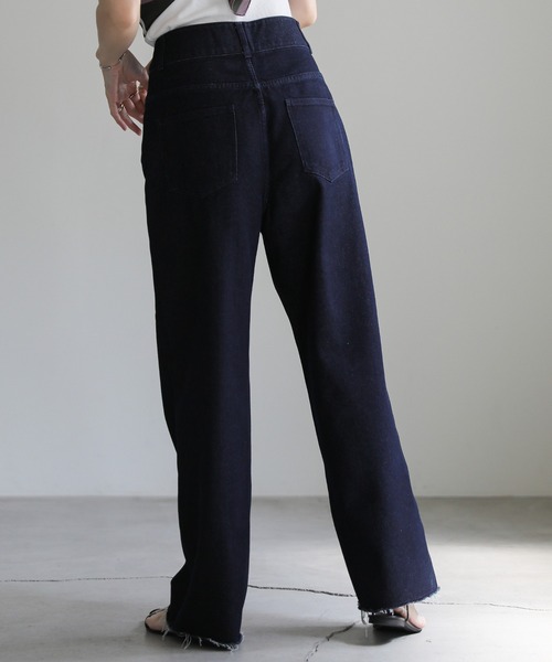 select MOCA（セレクトモカ）の「ハイウエストワイドストレートデニムパンツ（デニムパンツ・レディース・インディゴブルー/ダークインディゴブルー・SMALL/MEDIUM）」の11枚目の写真