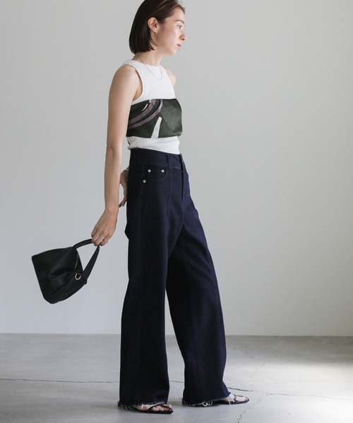 select MOCA（セレクトモカ）の「ハイウエストワイドストレートデニムパンツ（デニムパンツ・レディース・インディゴブルー/ダークインディゴブルー・SMALL/MEDIUM）」の3枚目の写真