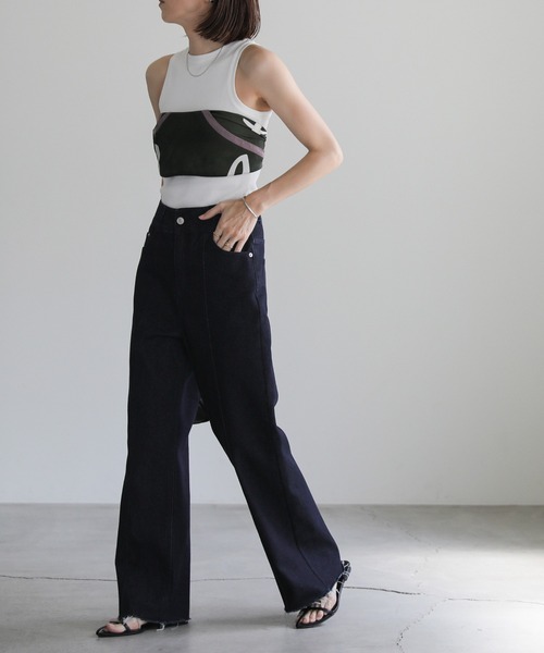 select MOCA（セレクトモカ）の「ハイウエストワイドストレートデニムパンツ（デニムパンツ・レディース・インディゴブルー/ダークインディゴブルー・SMALL/MEDIUM）」の8枚目の写真