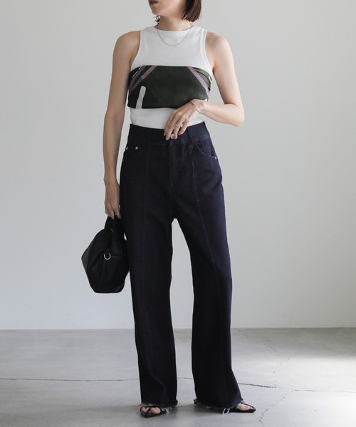 select MOCA（セレクトモカ）の「ハイウエストワイドストレートデニムパンツ（デニムパンツ・レディース・インディゴブルー/ダークインディゴブルー・SMALL/MEDIUM）」の10枚目の写真