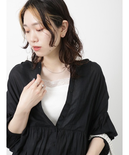 Samansa Mos2 blue（サマンサモスモスブルー）の「ピンタックブラウス（シャツ/ブラウス・レディース・オフホワイト/ブラック/グリーン・ﾌﾘ-）」の7枚目の写真