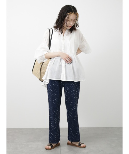 Samansa Mos2 blue（サマンサモスモスブルー）の「ピンタックブラウス（シャツ/ブラウス・レディース・オフホワイト/ブラック/グリーン・ﾌﾘ-）」の10枚目の写真
