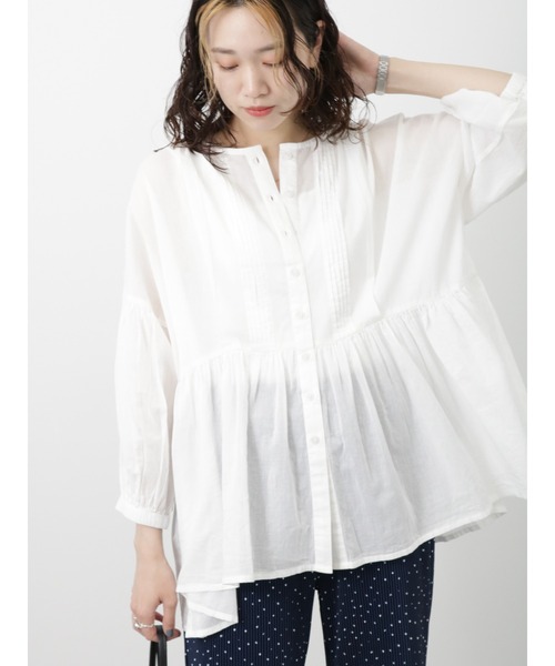 Samansa Mos2 blue（サマンサモスモスブルー）の「ピンタックブラウス（シャツ/ブラウス・レディース・オフホワイト/ブラック/グリーン・ﾌﾘ-）」の14枚目の写真