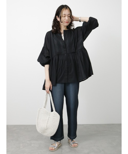 Samansa Mos2 blue（サマンサモスモスブルー）の「ピンタックブラウス（シャツ/ブラウス・レディース・オフホワイト/ブラック/グリーン・ﾌﾘ-）」の20枚目の写真