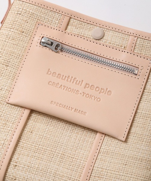 beautiful people(ビューティフルピープル)の「beautiful people lining logo pocket shoulder in raffia 7325611964(ショルダーバッグ・レディース・ブラック/ベージュ/レッド・FREE)」の5枚目の写真