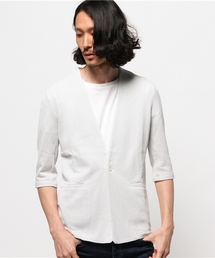 Lui's | Lui's(ルイス) ドットハニカム6分袖カットサマージャケット(ノーカラージャケット)