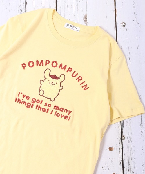sanrio（サンリオ）の「sanrio  刺繍 チェーンステッチ 半袖Tシャツ（Tシャツ/カットソー・レディース・ホワイト/サックスブルー/ホワイト系/オレンジ/ライトカーキ/クリーム/グリーン/ライトピンク・M/L/LL）」の5枚目の写真