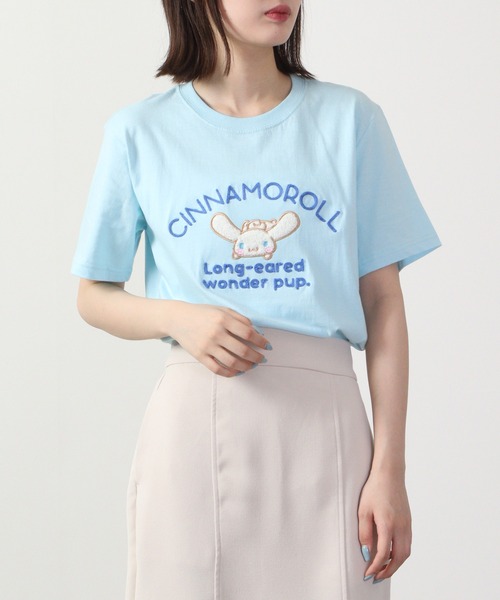 sanrio（サンリオ）の「sanrio  刺繍 チェーンステッチ 半袖Tシャツ（Tシャツ/カットソー・レディース・ホワイト/サックスブルー/ホワイト系/オレンジ/ライトカーキ/クリーム/グリーン/ライトピンク・M/L/LL）」の13枚目の写真