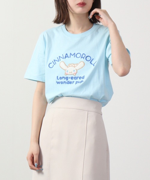 sanrio（サンリオ）の「sanrio  刺繍 チェーンステッチ 半袖Tシャツ（Tシャツ/カットソー・レディース・ホワイト/サックスブルー/ホワイト系/オレンジ/ライトカーキ/クリーム/グリーン/ライトピンク・M/L/LL）」の14枚目の写真