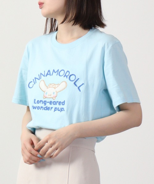 sanrio（サンリオ）の「sanrio  刺繍 チェーンステッチ 半袖Tシャツ（Tシャツ/カットソー・レディース・ホワイト/サックスブルー/ホワイト系/オレンジ/ライトカーキ/クリーム/グリーン/ライトピンク・M/L/LL）」の15枚目の写真