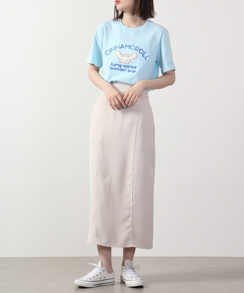 sanrio（サンリオ）の「sanrio  刺繍 チェーンステッチ 半袖Tシャツ（Tシャツ/カットソー・レディース・ホワイト/サックスブルー/ホワイト系/オレンジ/ライトカーキ/クリーム/グリーン/ライトピンク・M/L/LL）」の18枚目の写真