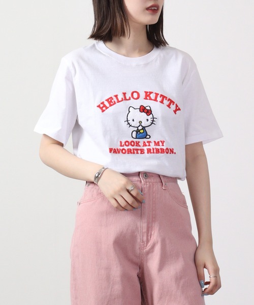 sanrio（サンリオ）の「sanrio 刺繍 チェーンステッチ 半袖T
