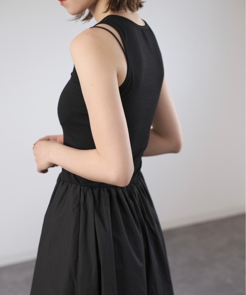 Reurie'(レウリィ)の「ニットドッキングノースリーブワンピース/knit docking no sleeve onepiece(ワンピース・レディース・ブラック/ホワイト・FREE)」の3枚目の写真