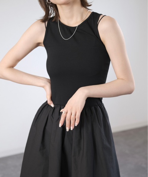 Reurie'(レウリィ)の「ニットドッキングノースリーブワンピース/knit docking no sleeve onepiece(ワンピース・レディース・ブラック/ホワイト・FREE)」の21枚目の写真