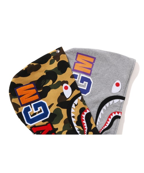 A Bathing Ape WGMワッペンシャークパーカー カモフラ グレー S 48k9 A BATHING APE アベイシングエイプ ダブルフードシャーク