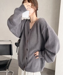 【上品ふわふわ素材】ロングシーズン着回し抜群◎ オーバーサイズ モヘア タッチ カーディガン
