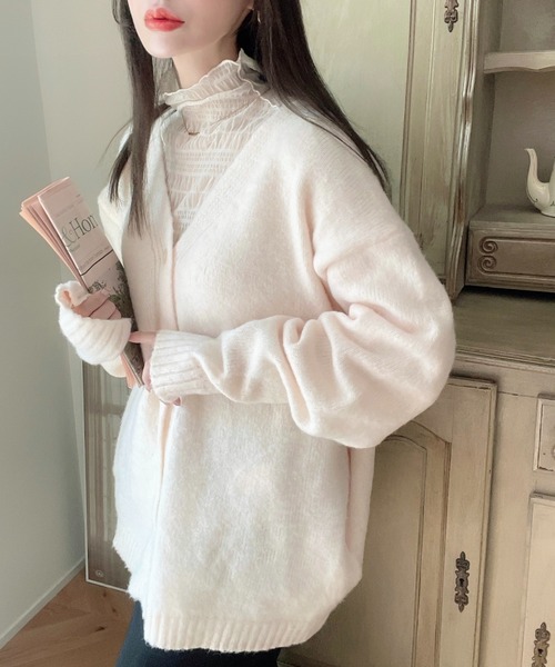 UNUSED Richardson モヘア混 カーディガン サイズS ホワイト UNUSED Richardson モヘア混 カーディガン サイズS ホワイト