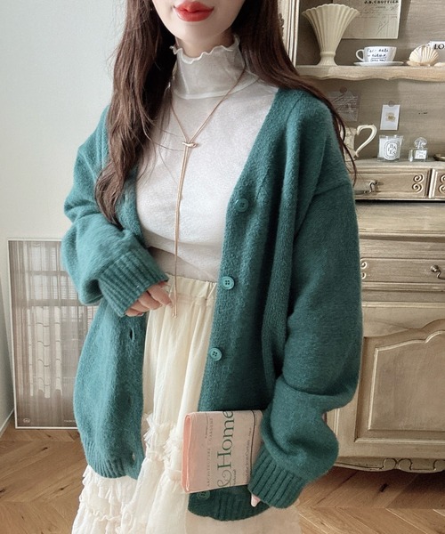 Ada.(エイダ)の「【上品ふわふわ素材】ロングシーズン着回し抜群◎ オーバーサイズ モヘア タッチ カーディガン(カーディガン/ボレロ・レディース・ブラウン/ピンク/グリーン/ブラック/アイボリー/ブルー/ライトブルー/ミント/カーキ/チャコール・FREE)」の22枚目の写真