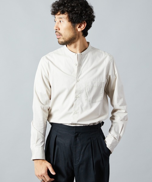 BONCOUR バンドカラー シャツ 40サイズ BONCOURA ボンクラ バンドカラーシャツ ポプリン ブラック 40の