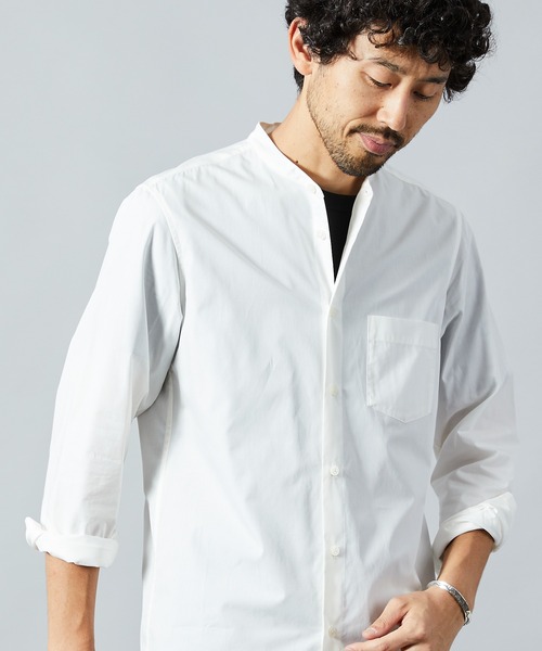 セール】スリムフィットバンドカラーシャツ（シャツ/ブラウス