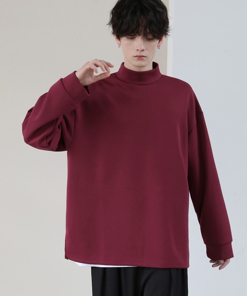 ARCHIVIO レッド 長袖　モックネックプルオーバー　レッド　新品未使用　M ARCHIVIO レッド 長袖モックネックプルオーバーレッド新品未使用M