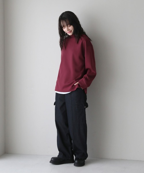 ETELIO（エテリオ）の「モックネックドレープポンチ/フェイクスウェード長袖プルオーバー（Tシャツ/カットソー・メンズ・ブラック/チャコール/ワイン/ホワイト/ブラック系/アイボリー・L/S/M/XL）」の8枚目の写真