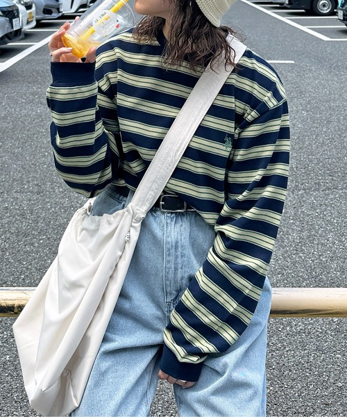 U.S. POLO ASSN.(ユーエスポロアッスン)の「鹿の子ボーダーロンT(Tシャツ/カットソー・メンズ・グリーン/ブルー/ホワイト・LARGE/MEDIUM)」の3枚目の写真