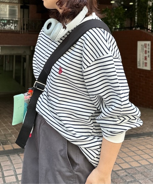 U.S. POLO ASSN.(ユーエスポロアッスン)の「鹿の子ボーダーロンT(Tシャツ/カットソー・メンズ・グリーン/ブルー/ホワイト・LARGE/MEDIUM)」の4枚目の写真