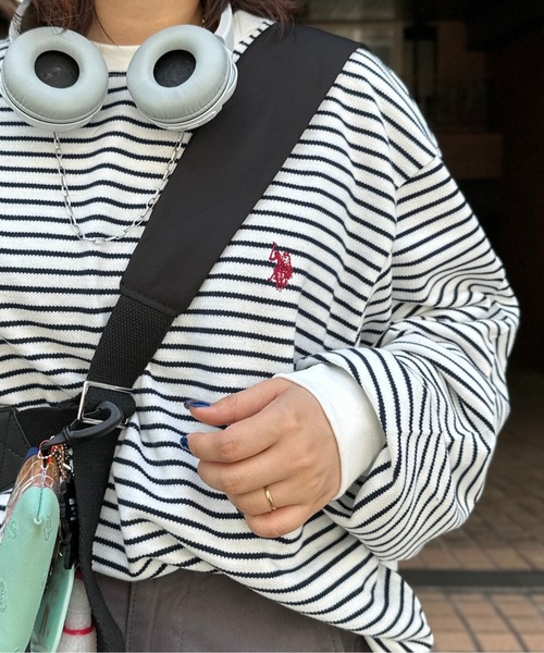 U.S. POLO ASSN.(ユーエスポロアッスン)の「鹿の子ボーダーロンT(Tシャツ/カットソー・メンズ・グリーン/ブルー/ホワイト・LARGE/MEDIUM)」の6枚目の写真
