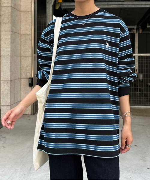 U.S. POLO ASSN.(ユーエスポロアッスン)の「鹿の子ボーダーロンT(Tシャツ/カットソー・メンズ・グリーン/ブルー/ホワイト・LARGE/MEDIUM)」の13枚目の写真