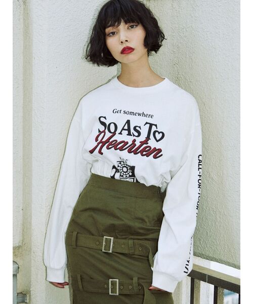 jouetie（ジュエティ）の「telephone ロンT（Tシャツ/カットソー・レディース・ピンク/ブラック/オフホワイト・MEDIUM）」の12枚目の写真