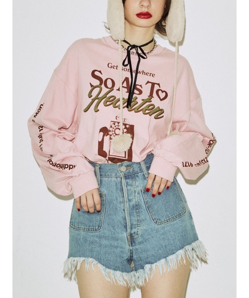 jouetie（ジュエティ）の「telephone ロンT（Tシャツ/カットソー・レディース・ピンク/ブラック/オフホワイト・MEDIUM）」の3枚目の写真